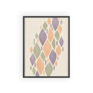 Pastel Leaf Shapes Pattern Framed Poster