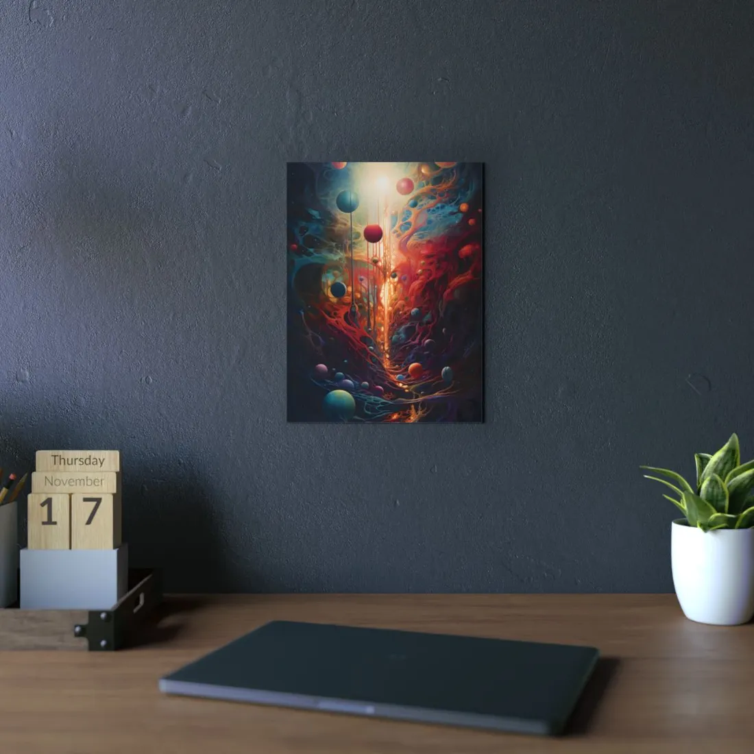 Liquid Dreamscape: Surreal Abstract Orb Art - Metal Poster