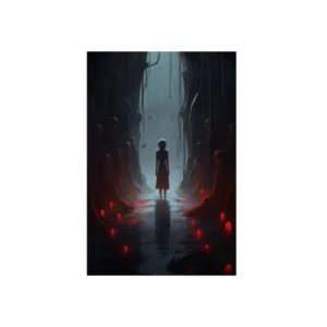 Girl Among Shadowy Figures Metal Poster