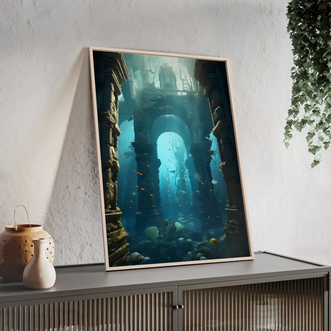 Lost Underwater Ancient City: A Forgotten Civilization - Framed Poster