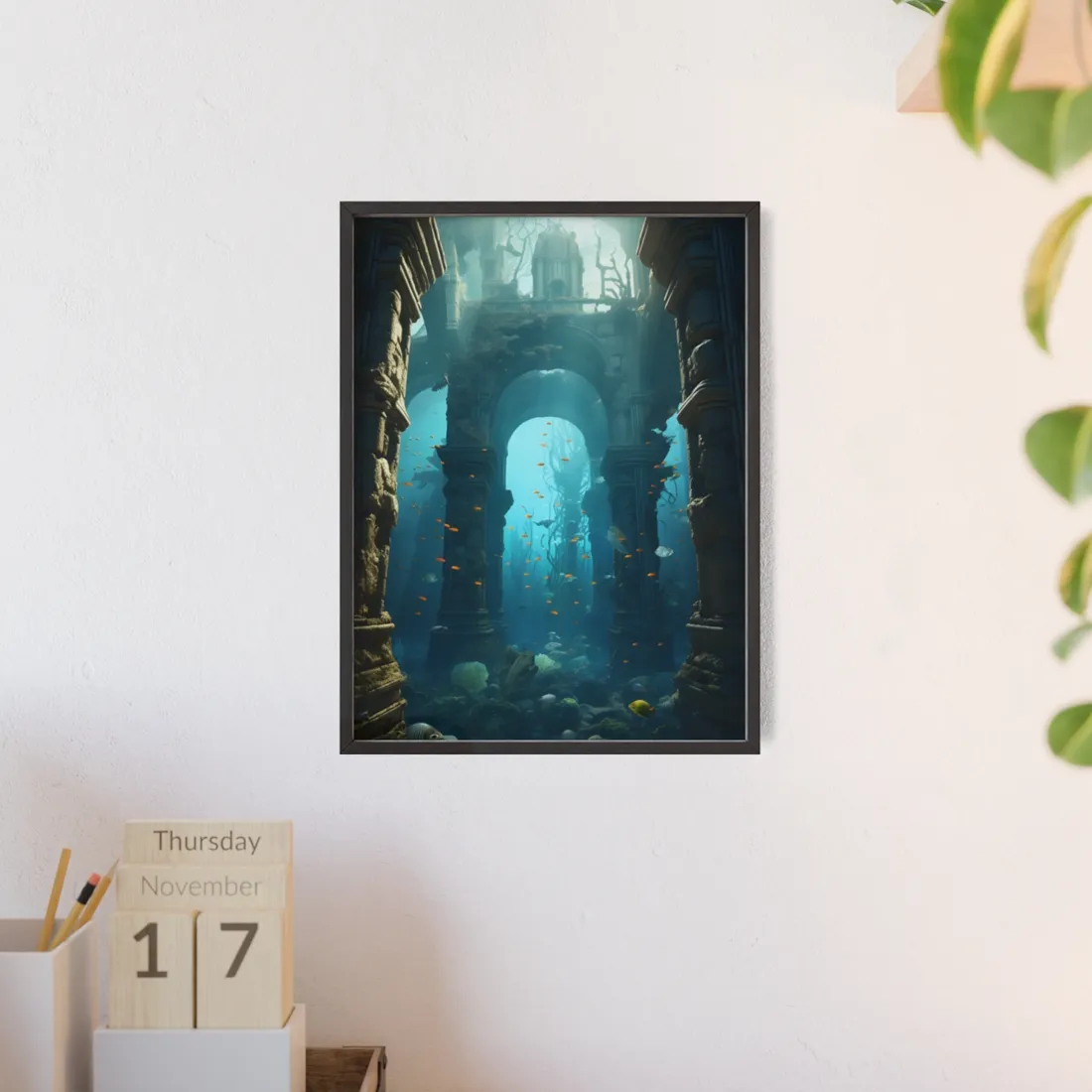 Lost Underwater Ancient City: A Forgotten Civilization - Framed Poster