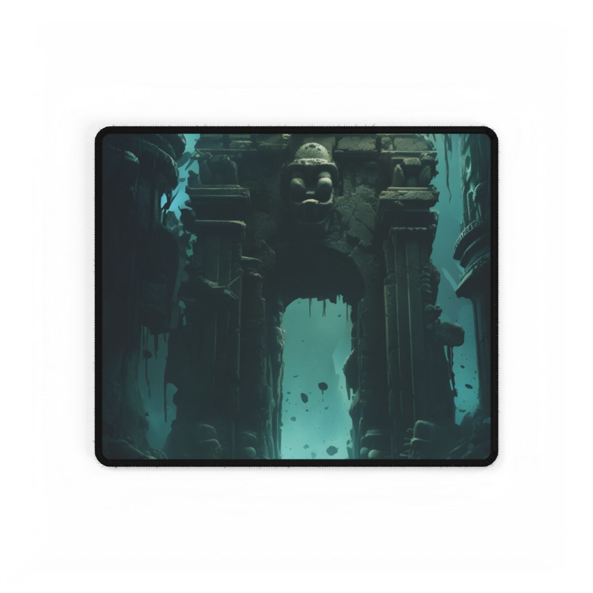 Lost Underwater Ancient City: Mysterious Blue Hues Art - Desk Mat