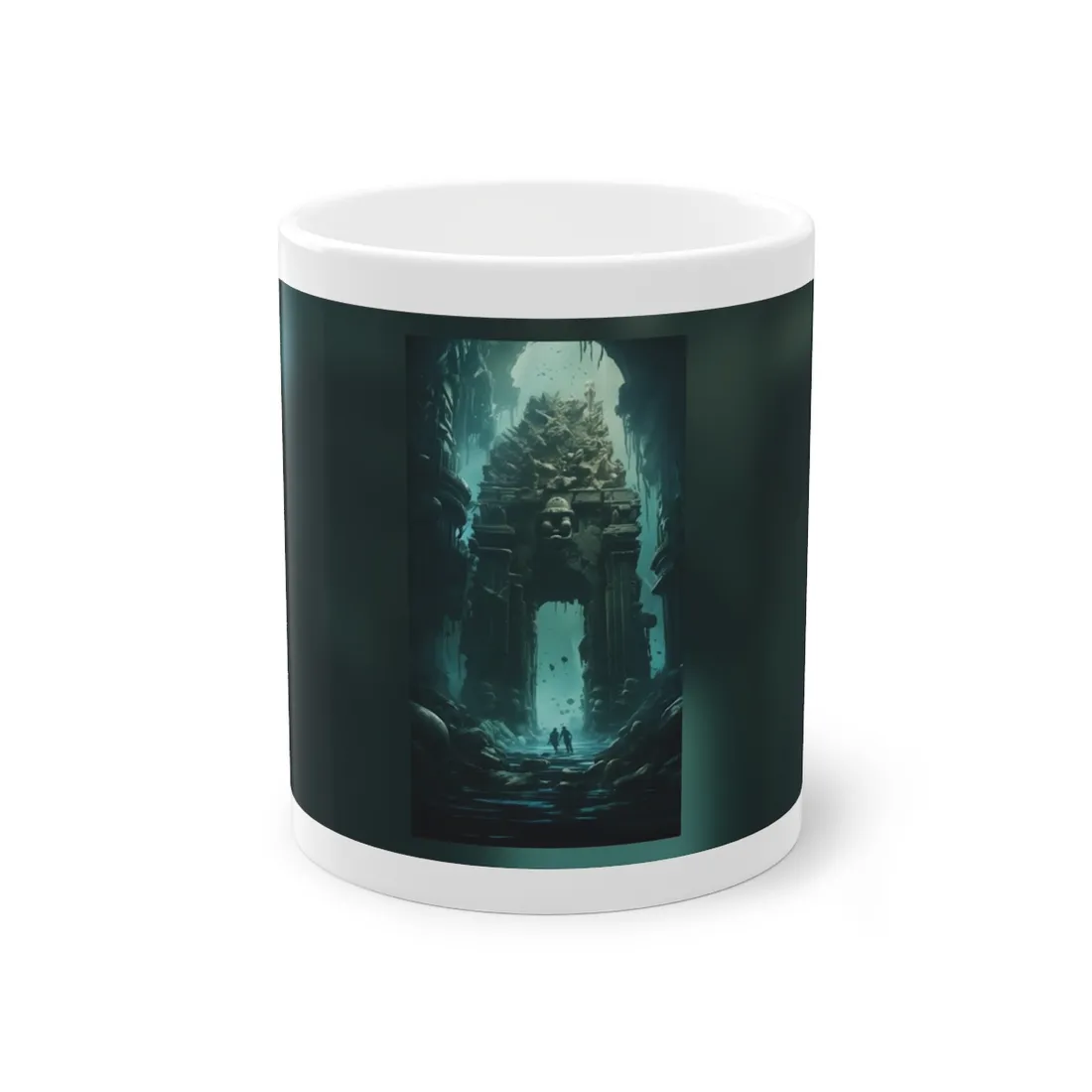 Lost Underwater Ancient City: Mysterious Blue Hues Art - Mug