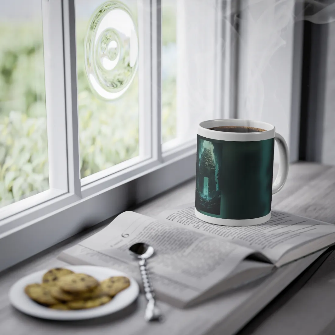 Lost Underwater Ancient City: Mysterious Blue Hues Art - Mug