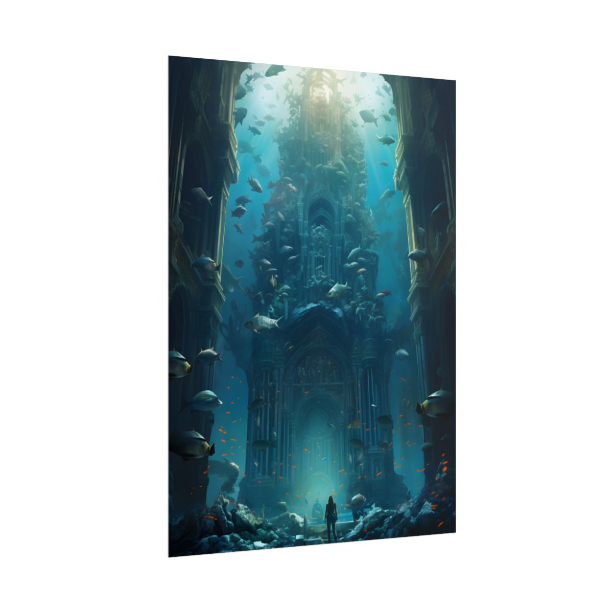 Lost Underwater City: Ancient Civilization Sunken in Blue Waters - Poster