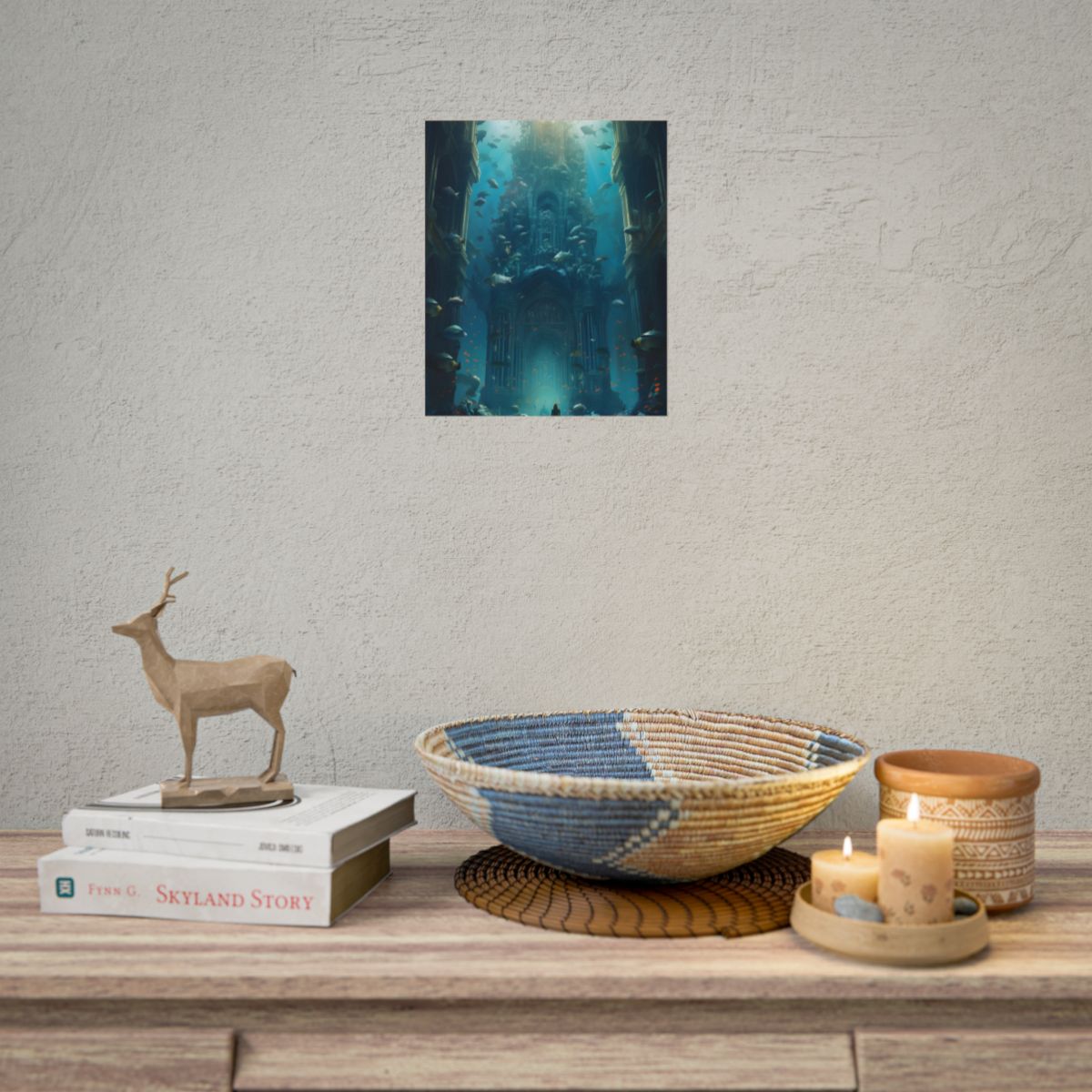Lost Underwater City: Ancient Civilization Sunken in Blue Waters - Poster