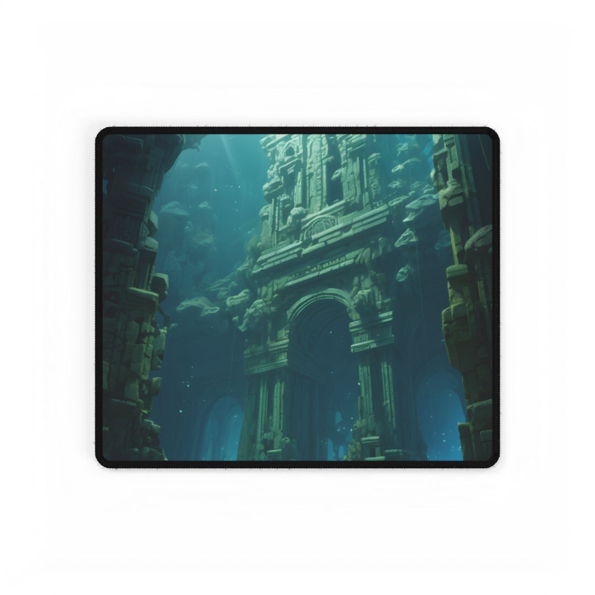 Lost Underwater City: Ancient Oceanic Ruins Artwork - Desk Mat