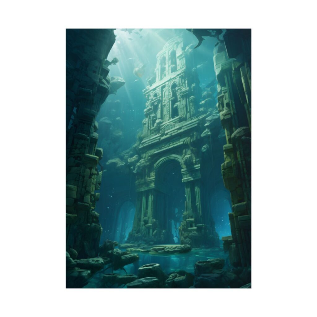 Lost Underwater City: Ancient Oceanic Ruins Artwork - Poster