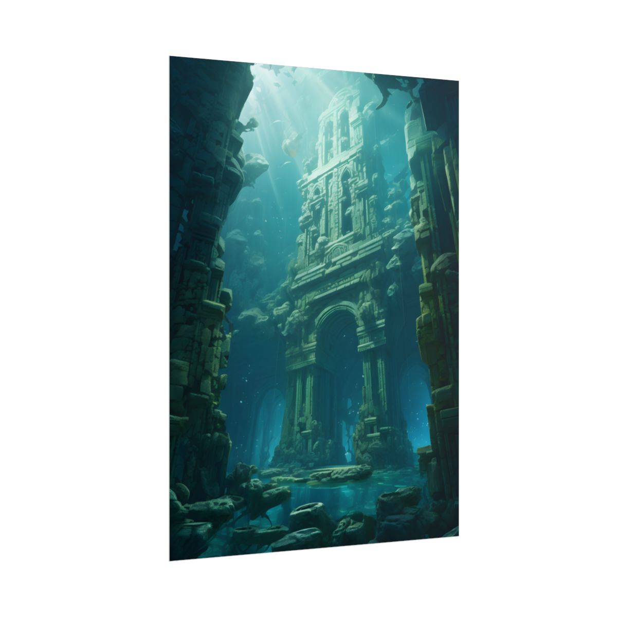 Lost Underwater City: Ancient Oceanic Ruins Artwork - Poster
