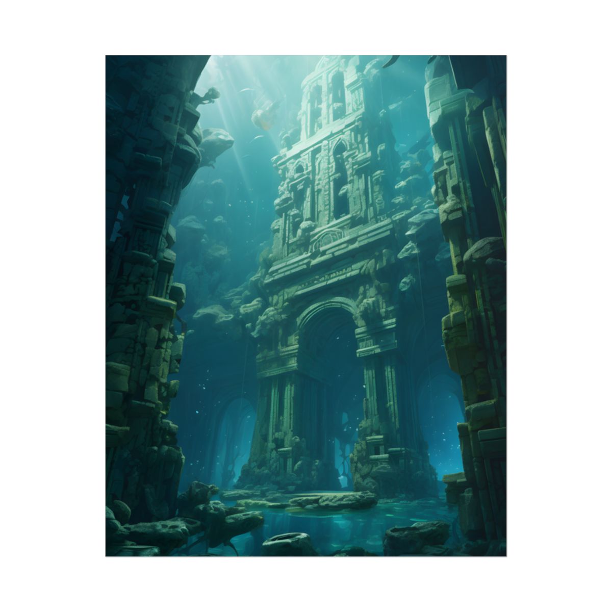 Lost Underwater City: Ancient Oceanic Ruins Artwork - Poster