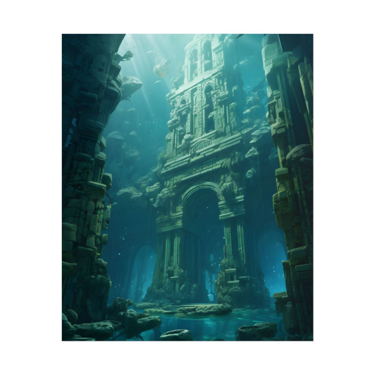 Lost Underwater City: Ancient Oceanic Ruins Artwork - Poster