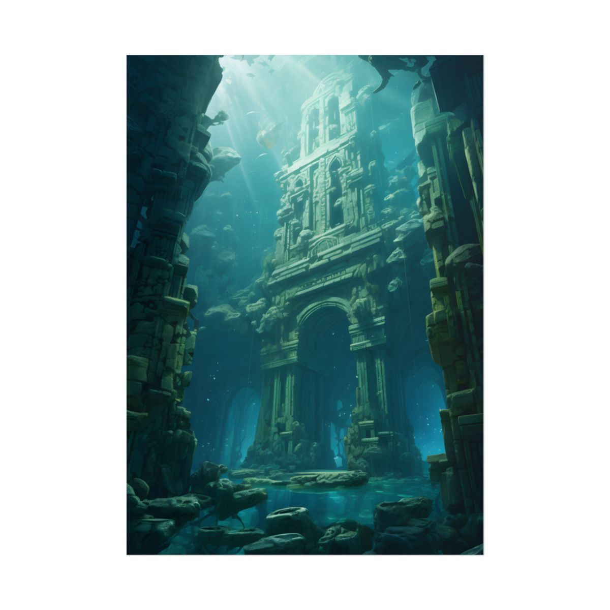 Lost Underwater City: Ancient Oceanic Ruins Artwork - Poster