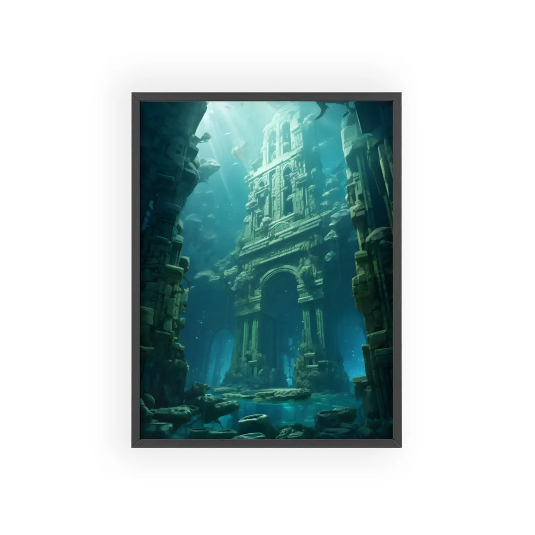 Lost Underwater City: Ancient Oceanic Ruins - Framed Poster