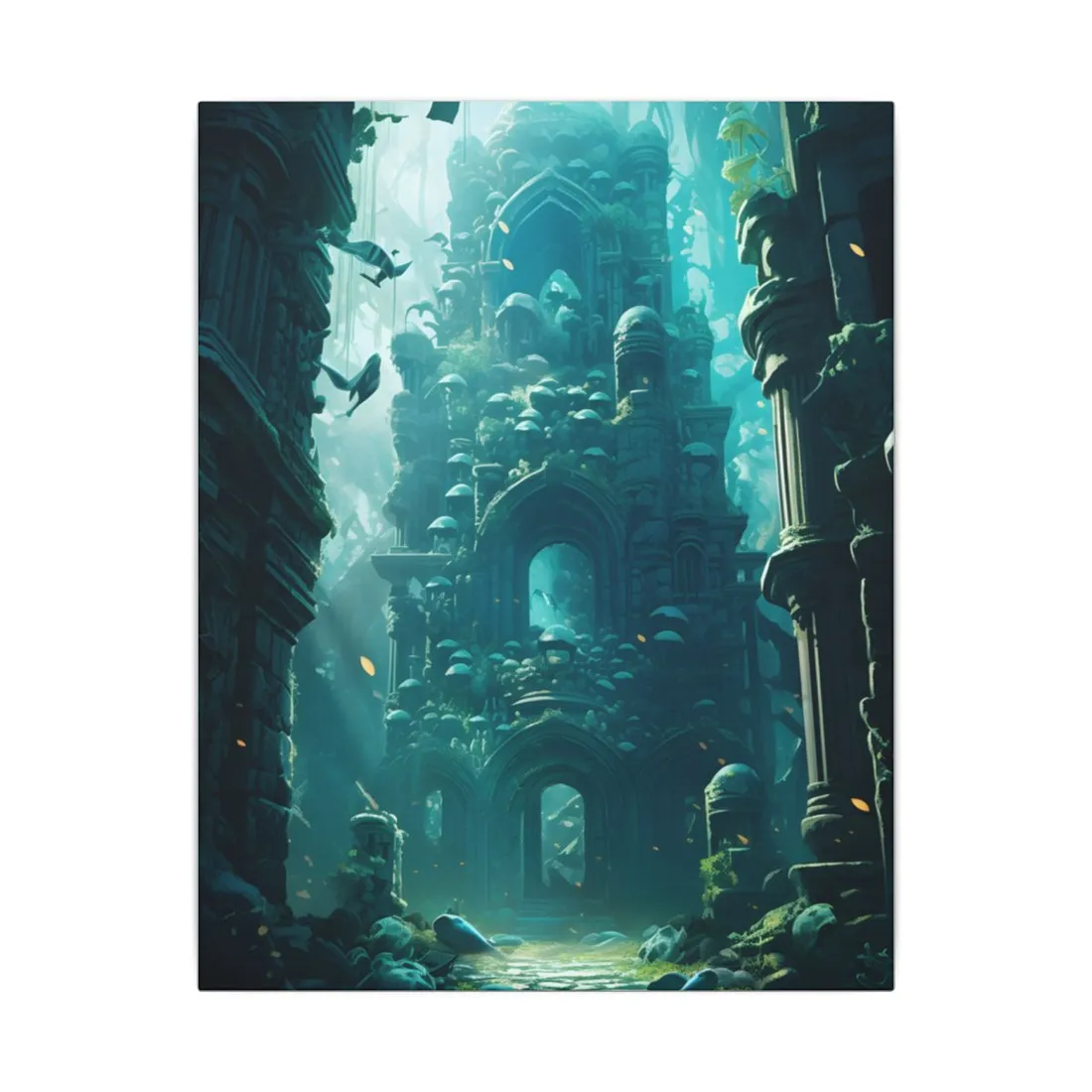 Lost Underwater Civilization: Ancient Artifacts in Mysterious Depths - Canvas