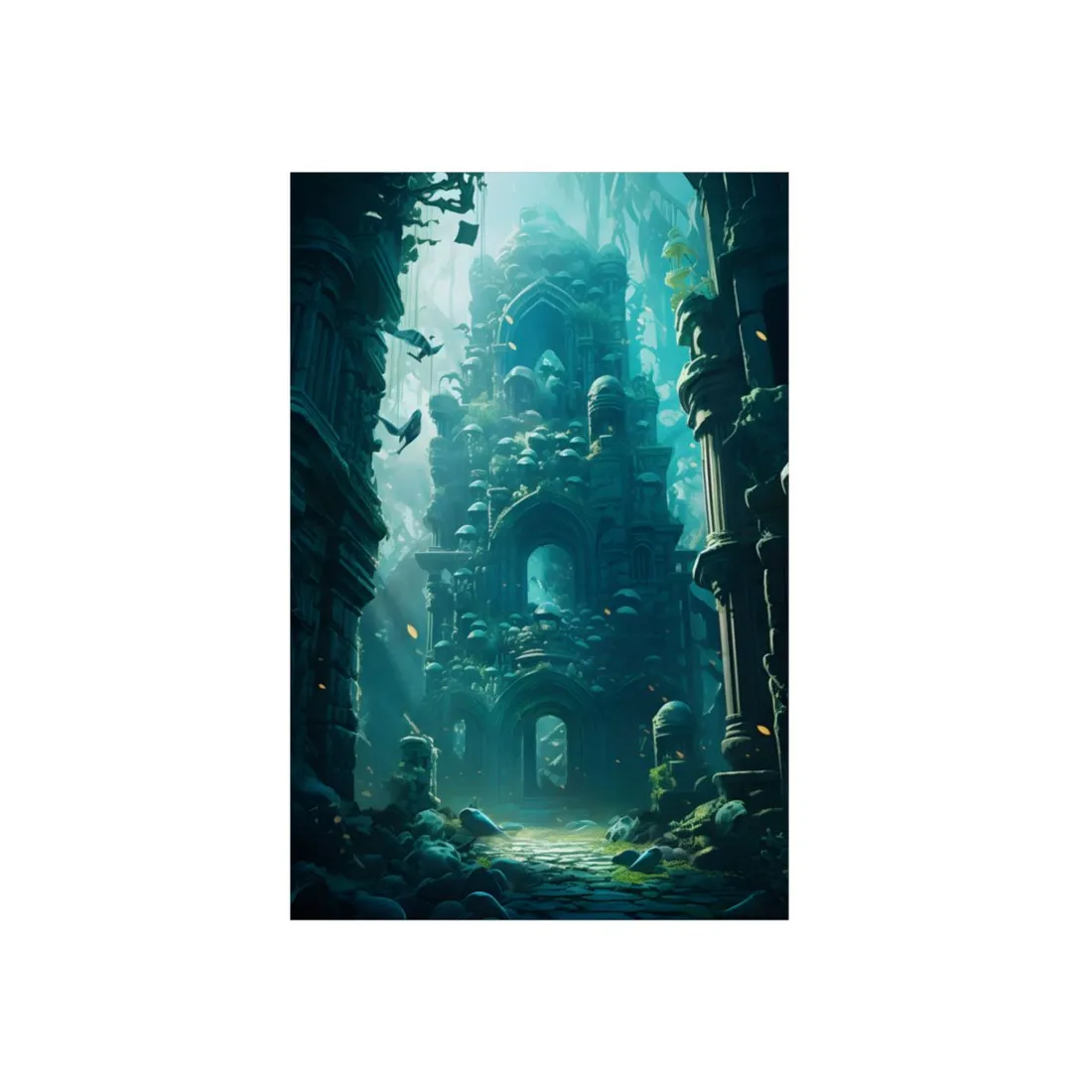 Lost Underwater Civilization: Ancient Artifacts in Mysterious Depths - Metal Poster