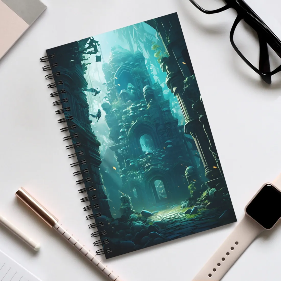 Lost Underwater Civilization: Ancient Artifacts in Mysterious Depths - Spiral Notebook