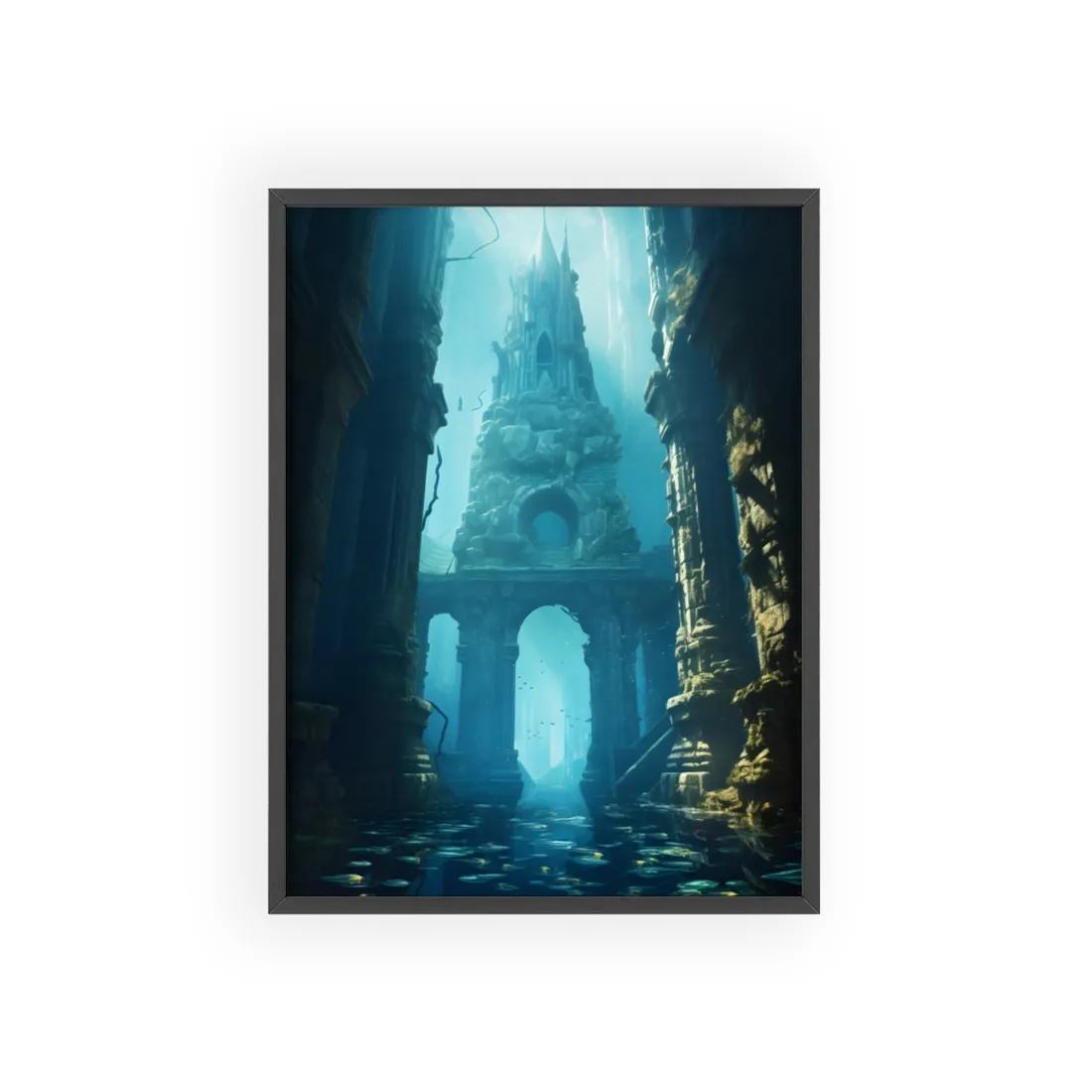Lost Underwater Civilization: Ancient City - Framed Poster
