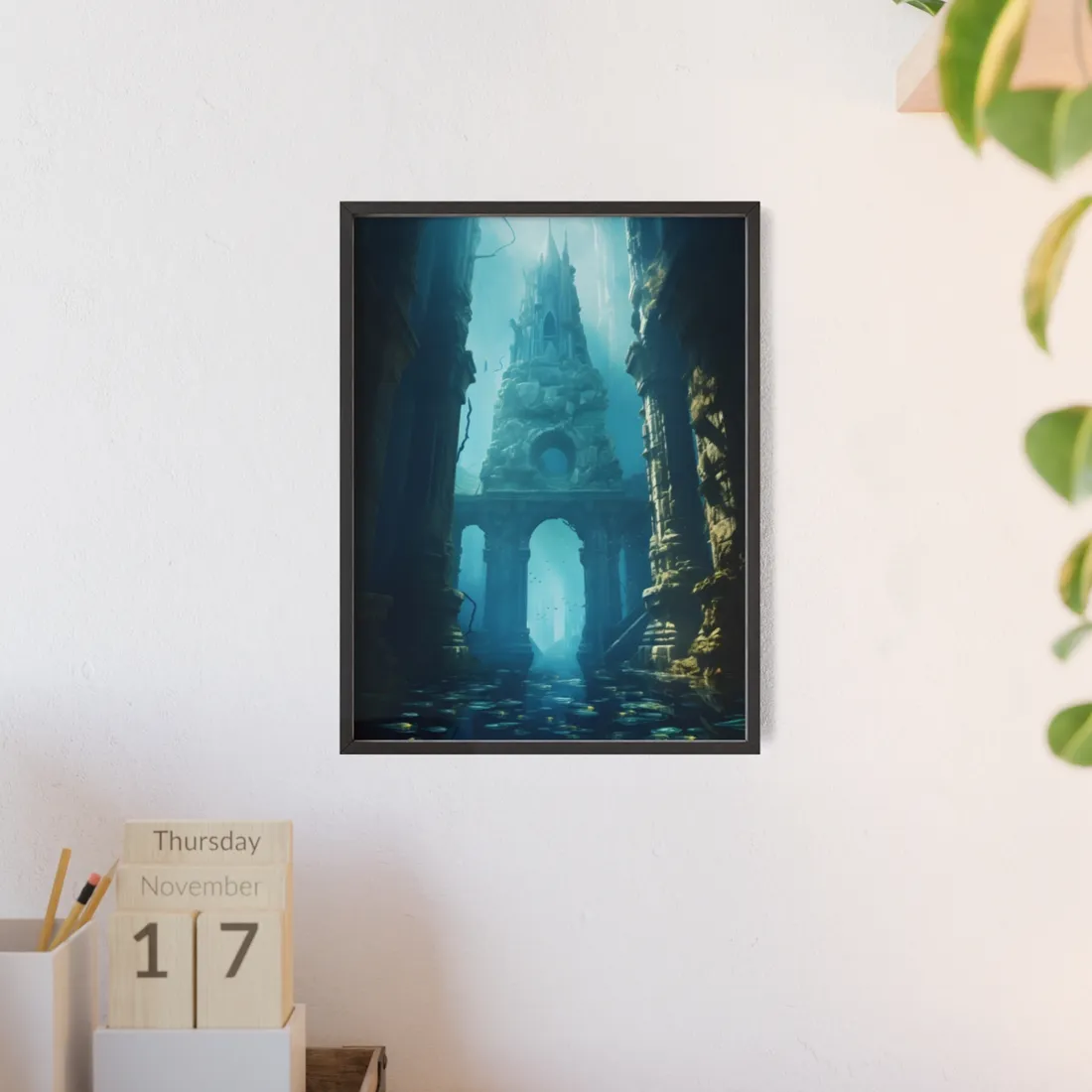 Lost Underwater Civilization: Ancient City - Framed Poster