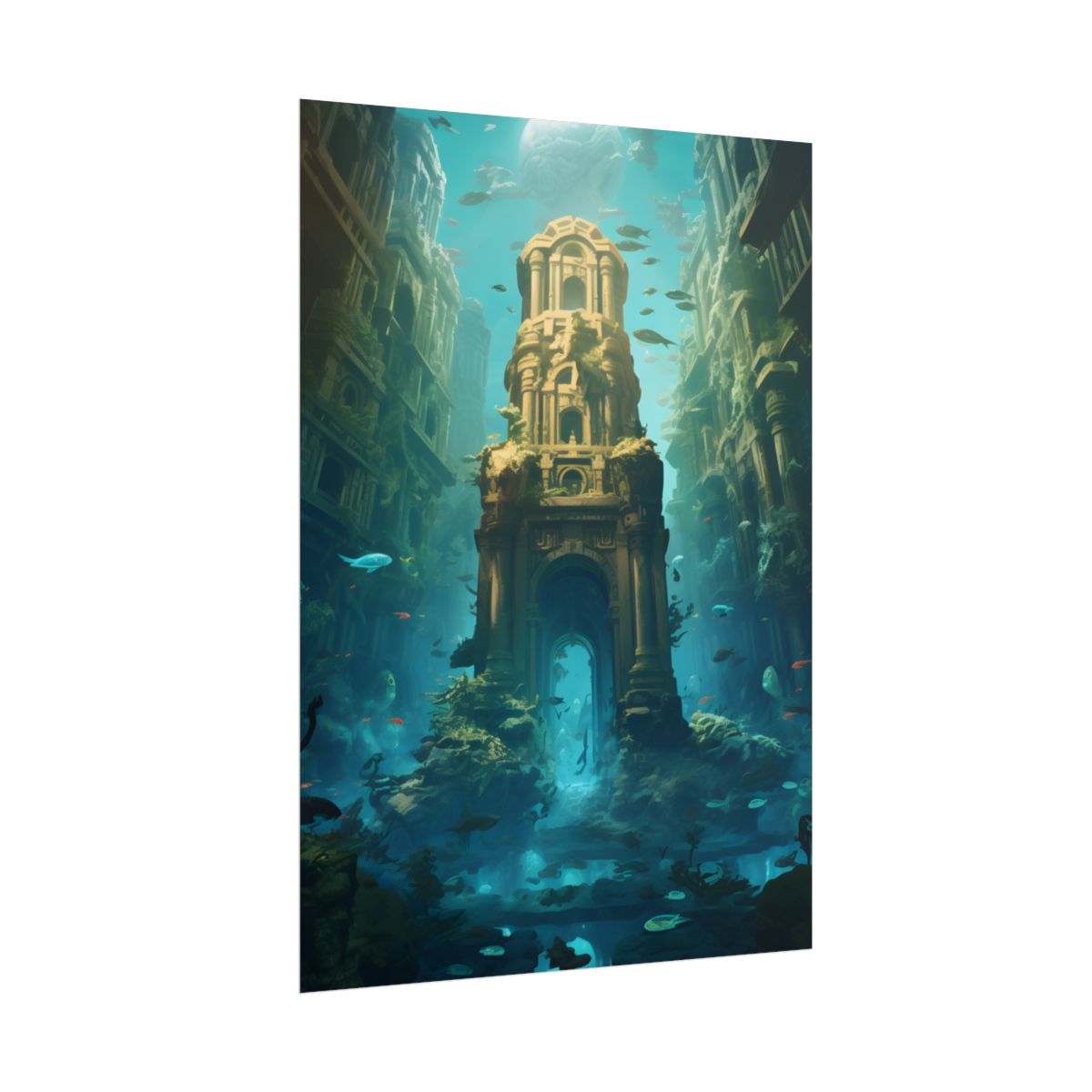 Lost Underwater Civilization: Ancient City Ruins Art - Poster