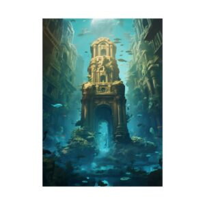 Underwater Stone Tower Ruins Poster