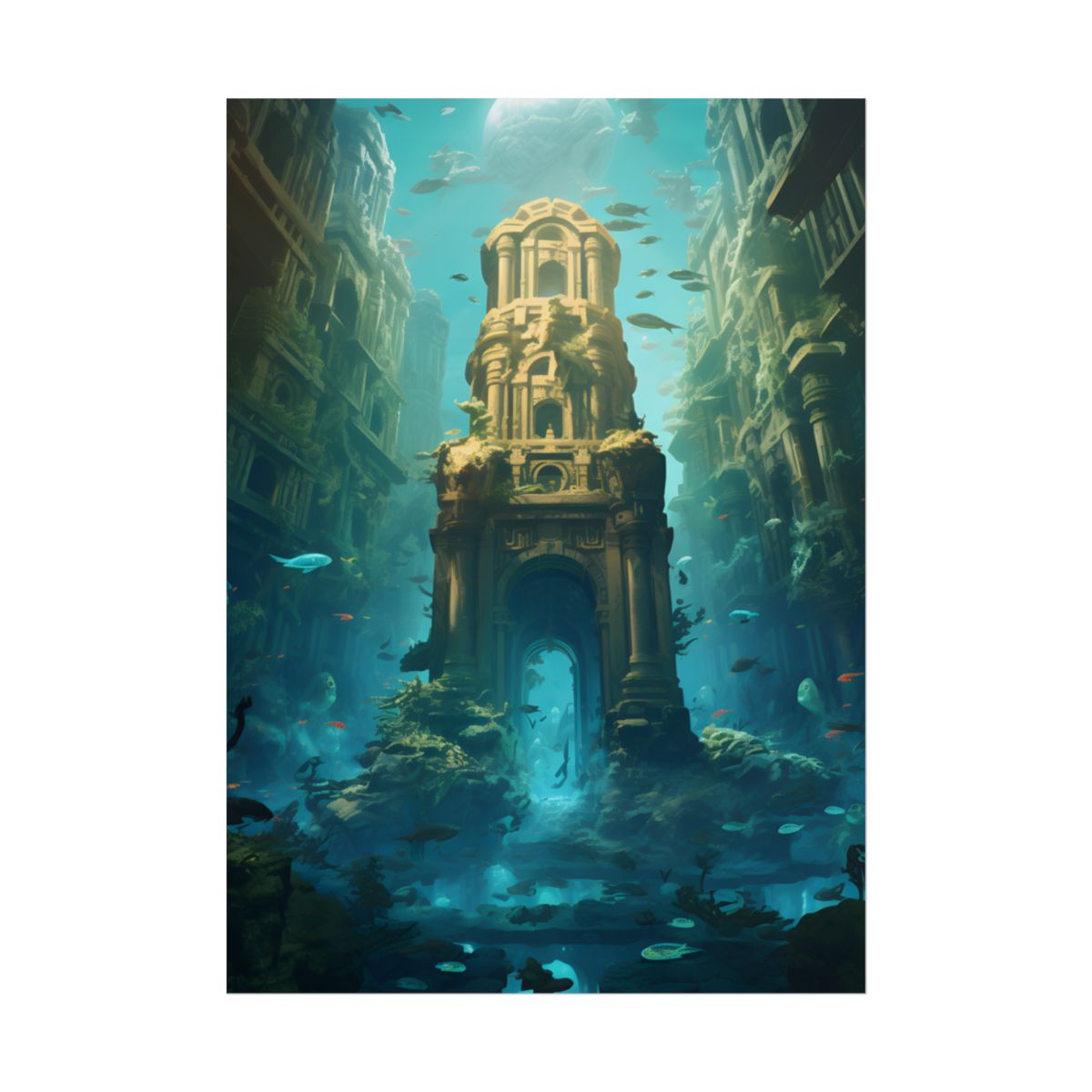 Lost Underwater Civilization: Ancient City Ruins Art - Poster