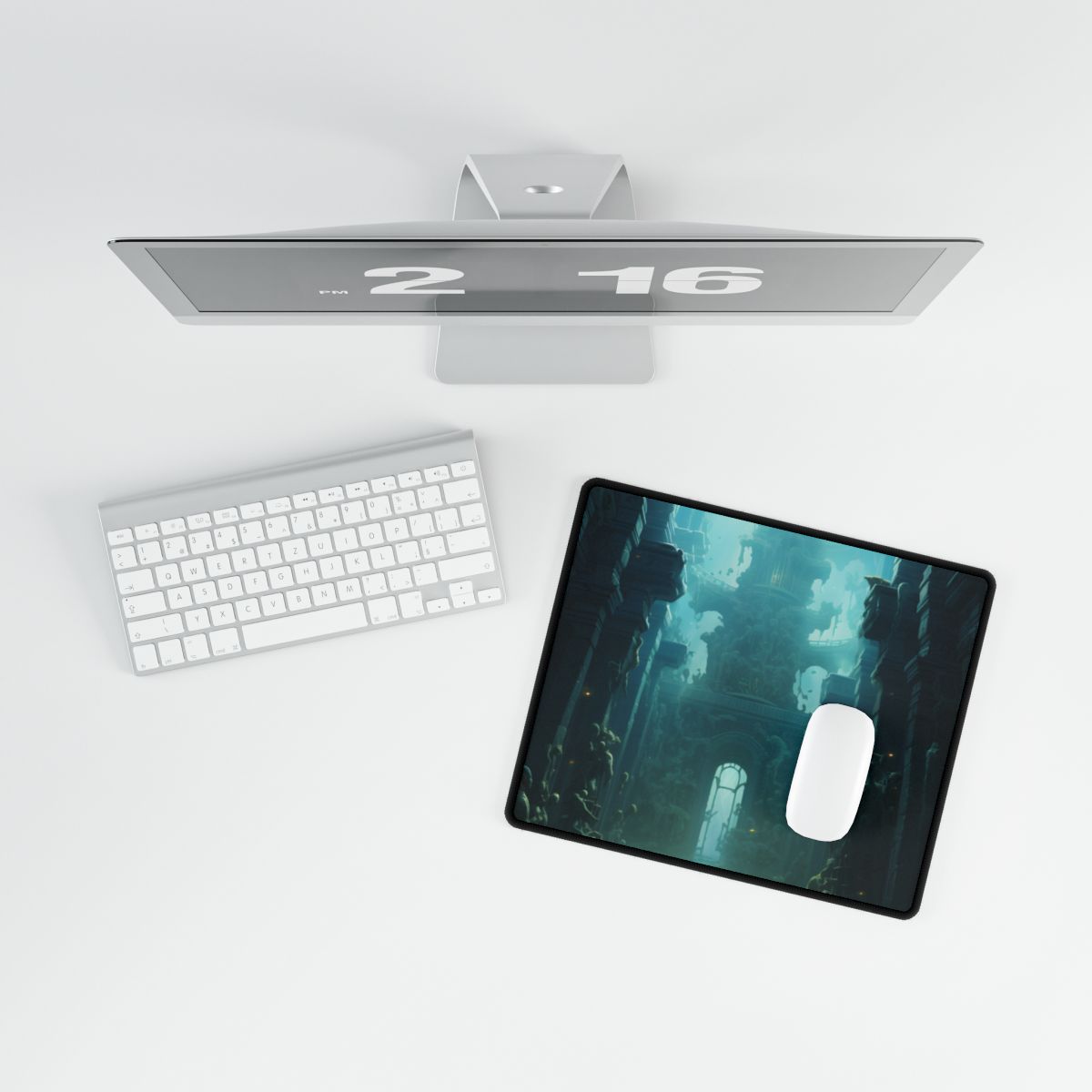 Lost Underwater Civilization: Ancient Ruins in Sunken Depths - Desk Mat