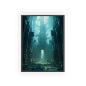 Lost Underwater Civilization: Ancient Ruins in Sunken Depths Framed Poster