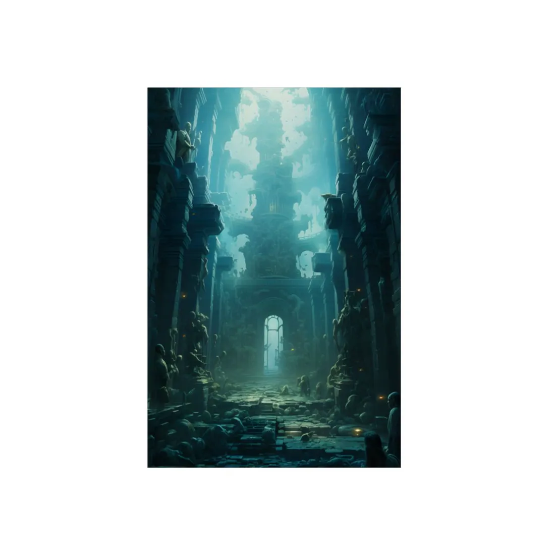 Lost Underwater Civilization: Ancient Ruins in Sunken Depths - Metal Poster