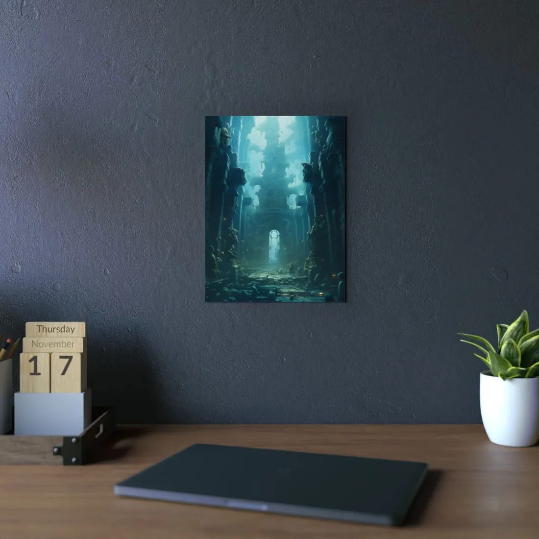 Lost Underwater Civilization: Ancient Ruins in Sunken Depths - Metal Poster