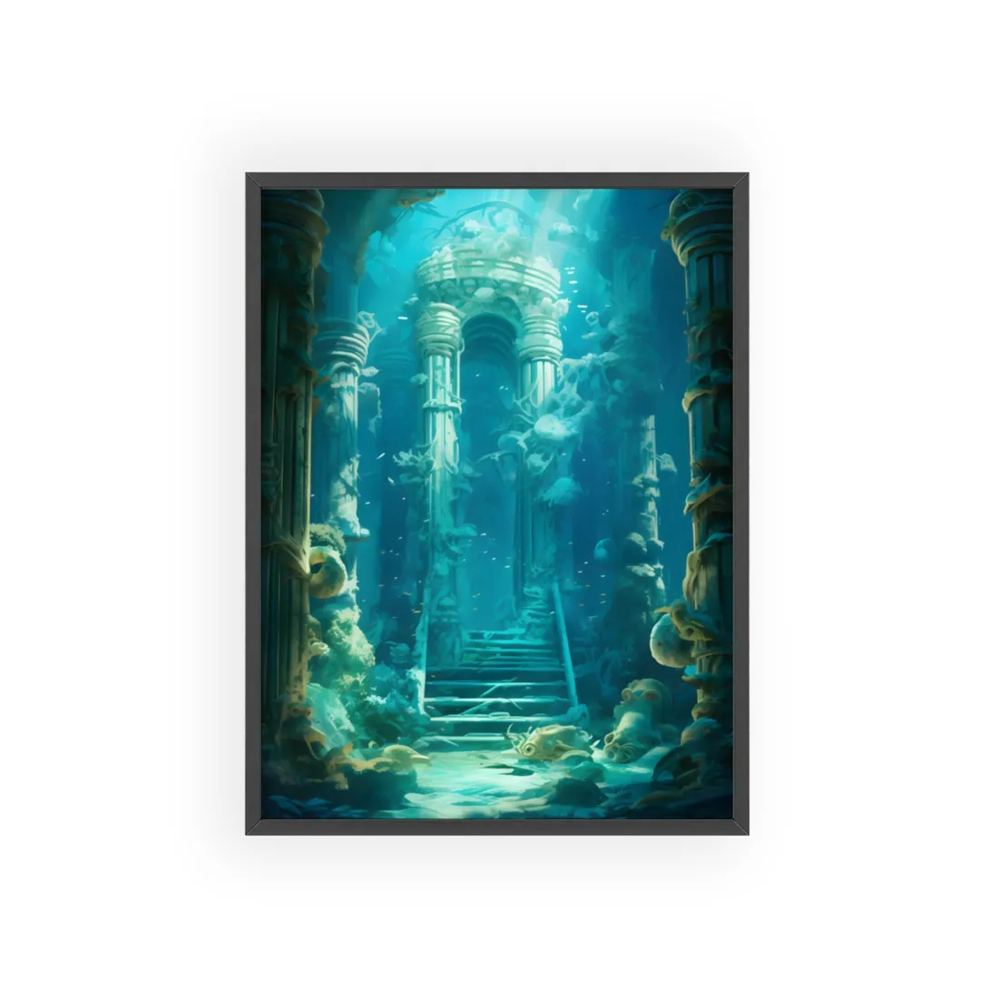 Lost Underwater Civilization: Submerged Ancient Ruins - Framed Poster