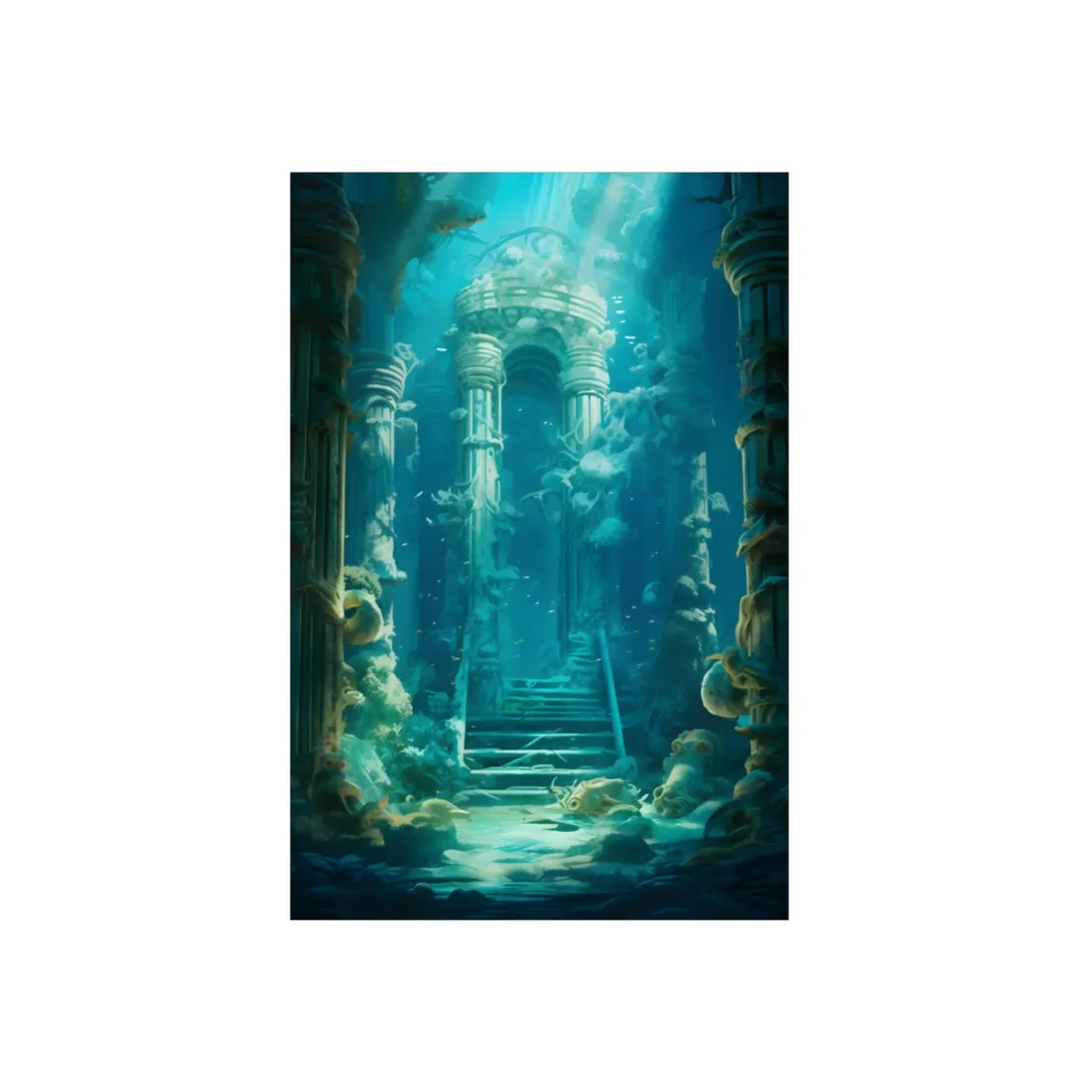 Lost Underwater Civilization: Submerged Ancient Ruins - Metal Poster