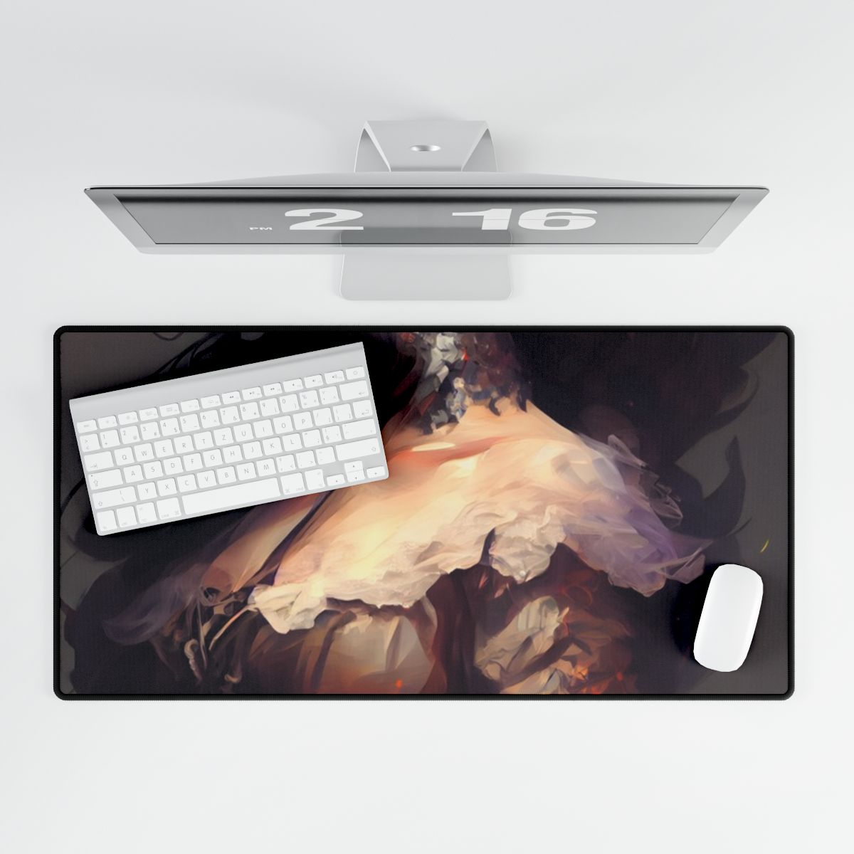 Lovely Brown Hair Portrait: Stunning Female Art - Desk Mat