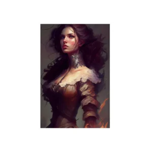 Woman in Firelight Metal Poster