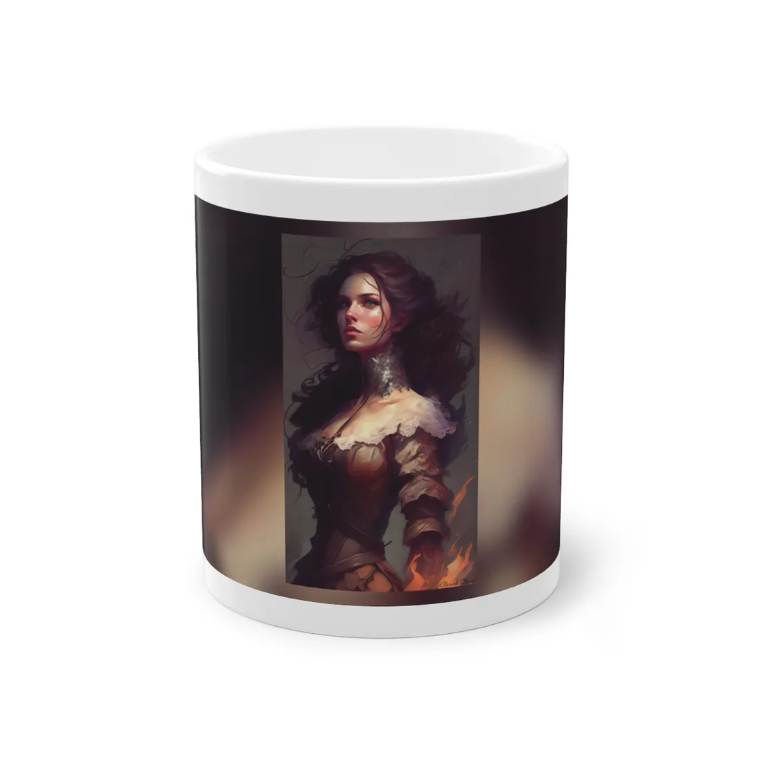 Lovely Brown Hair Portrait: Stunning Female Art - Mug