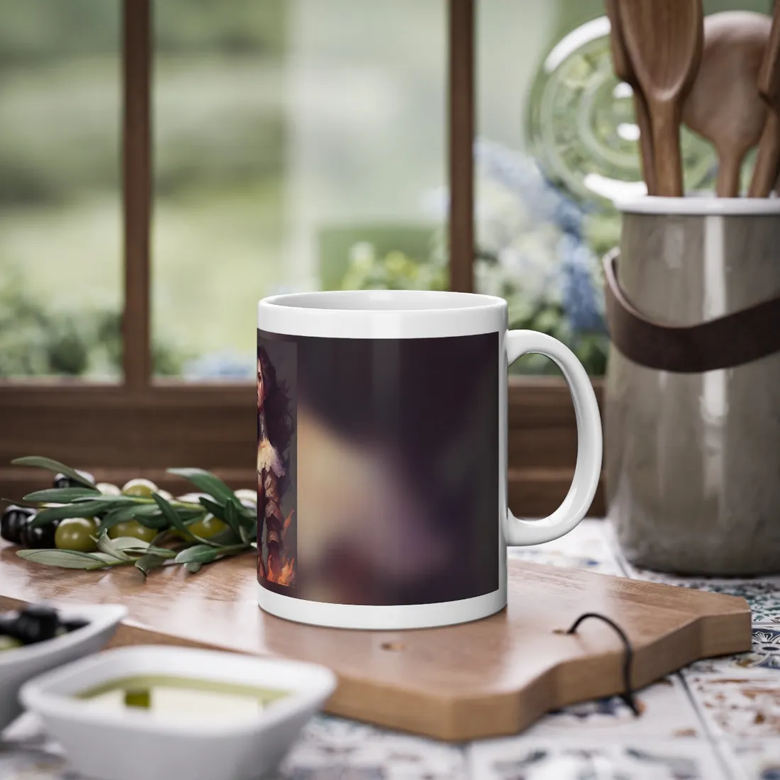 Lovely Brown Hair Portrait: Stunning Female Art - Mug