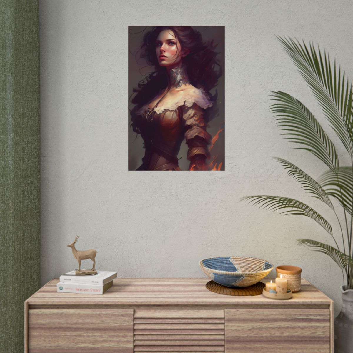 Lovely Brown Hair Portrait: Stunning Female Art - Poster