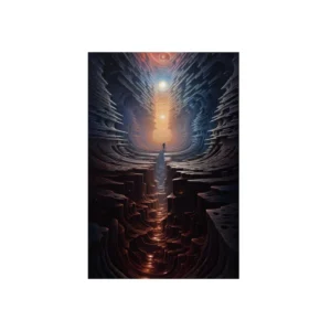 Figure Standing in Glowing Canyon Metal Poster
