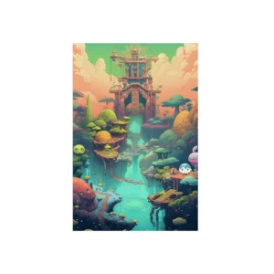 Floating Temple River Valley Metal Poster