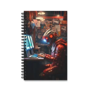 Robot Typing at Computer Spiral Notebook