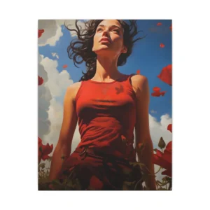 Woman Among Red Poppies Canvas Print
