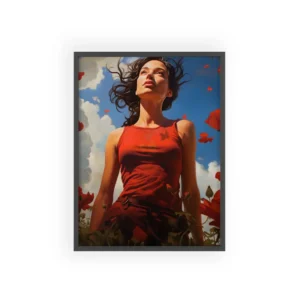 Woman Among Red Poppies Framed Poster
