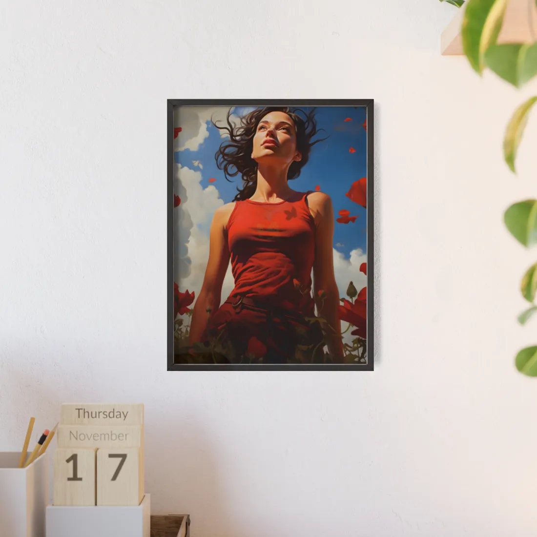 Luxurious Close-Up Strawberry: High-Quality Fruit Photography - Framed Poster