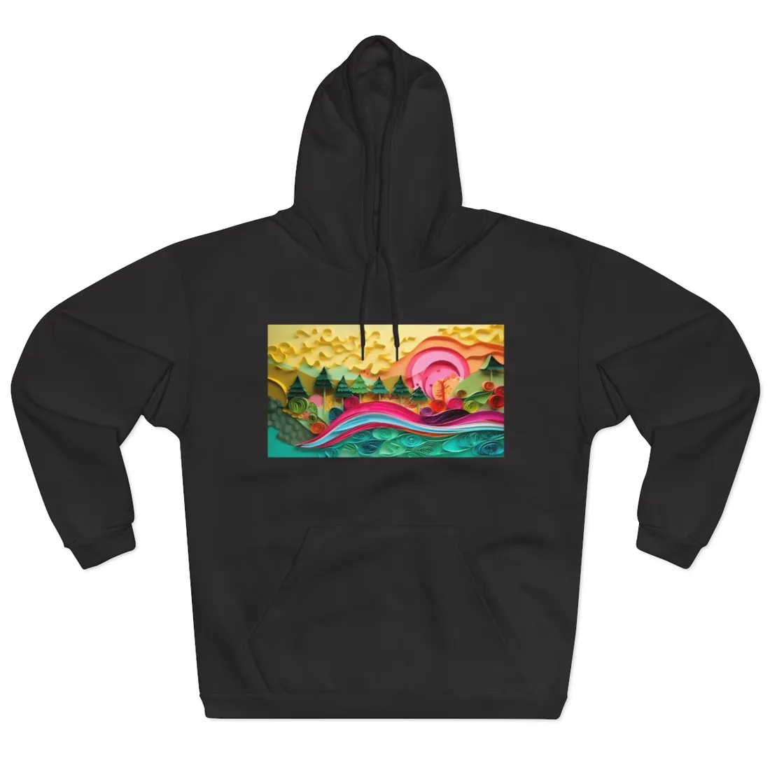 Magical Beach Landscape: Paper Art Masterpiece - Hoodie