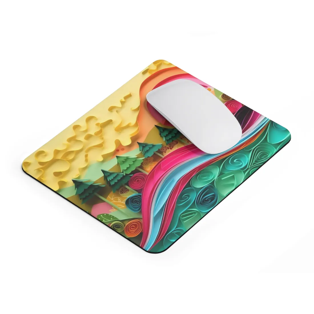 Magical Beach Landscape: Paper Art Masterpiece - Mouse Pad