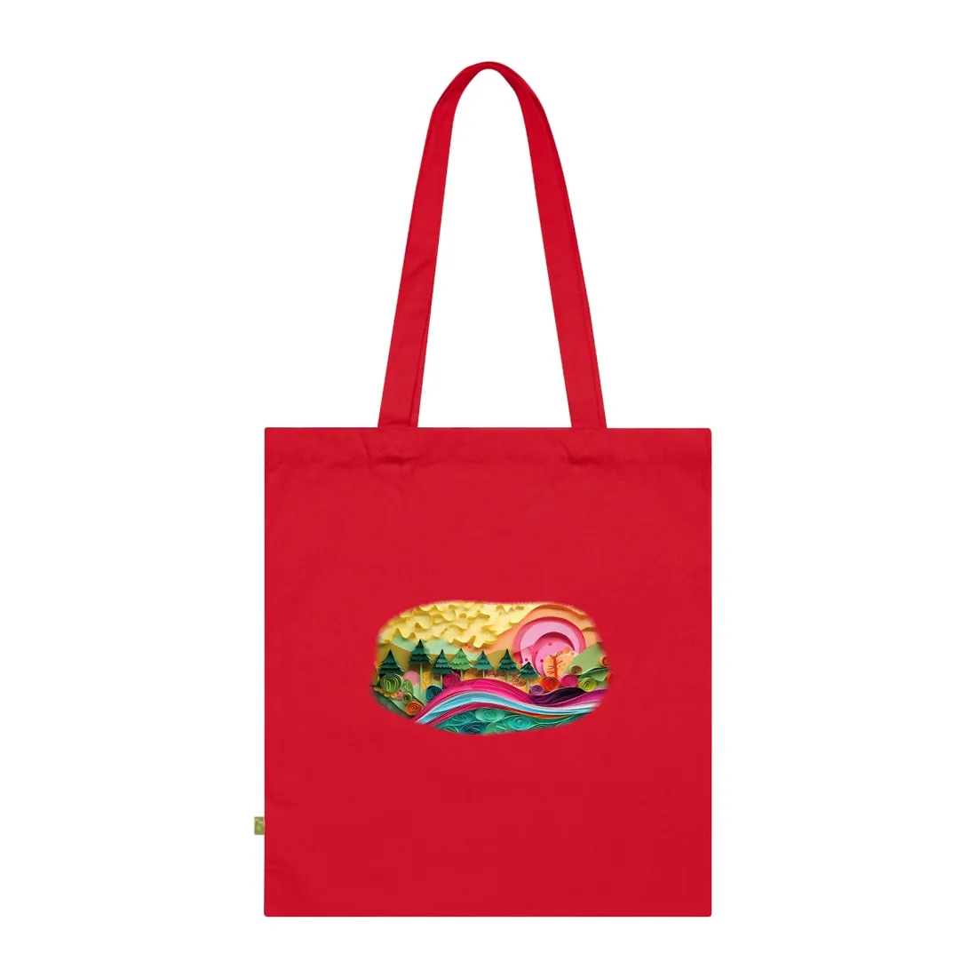 Magical Beach Landscape: Paper Art Masterpiece Tote Bag - Tote Bag (Classic Red)