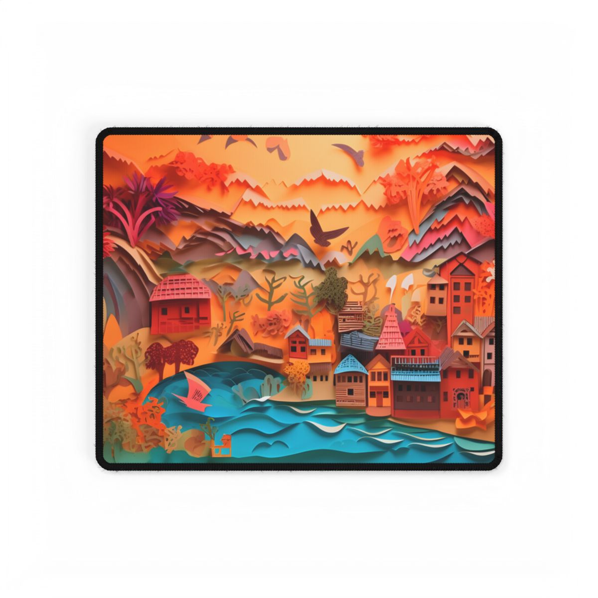 Magical Beach Landscape: Paper Quilling Artwork - Desk Mat