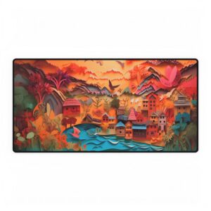 Paper Village by River Desk Mat