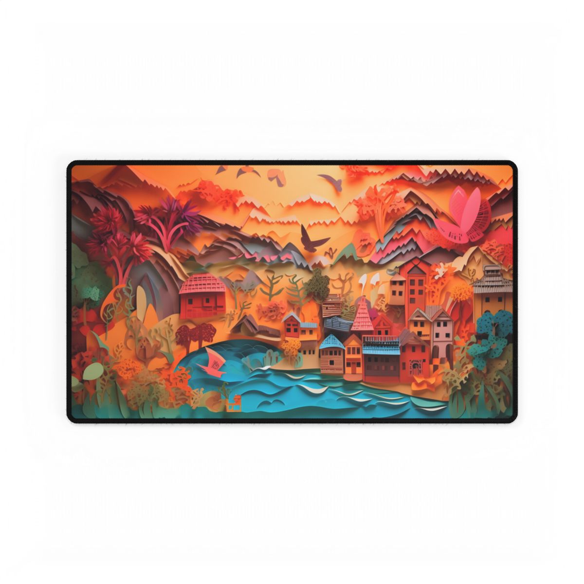 Magical Beach Landscape: Paper Quilling Artwork - Desk Mat