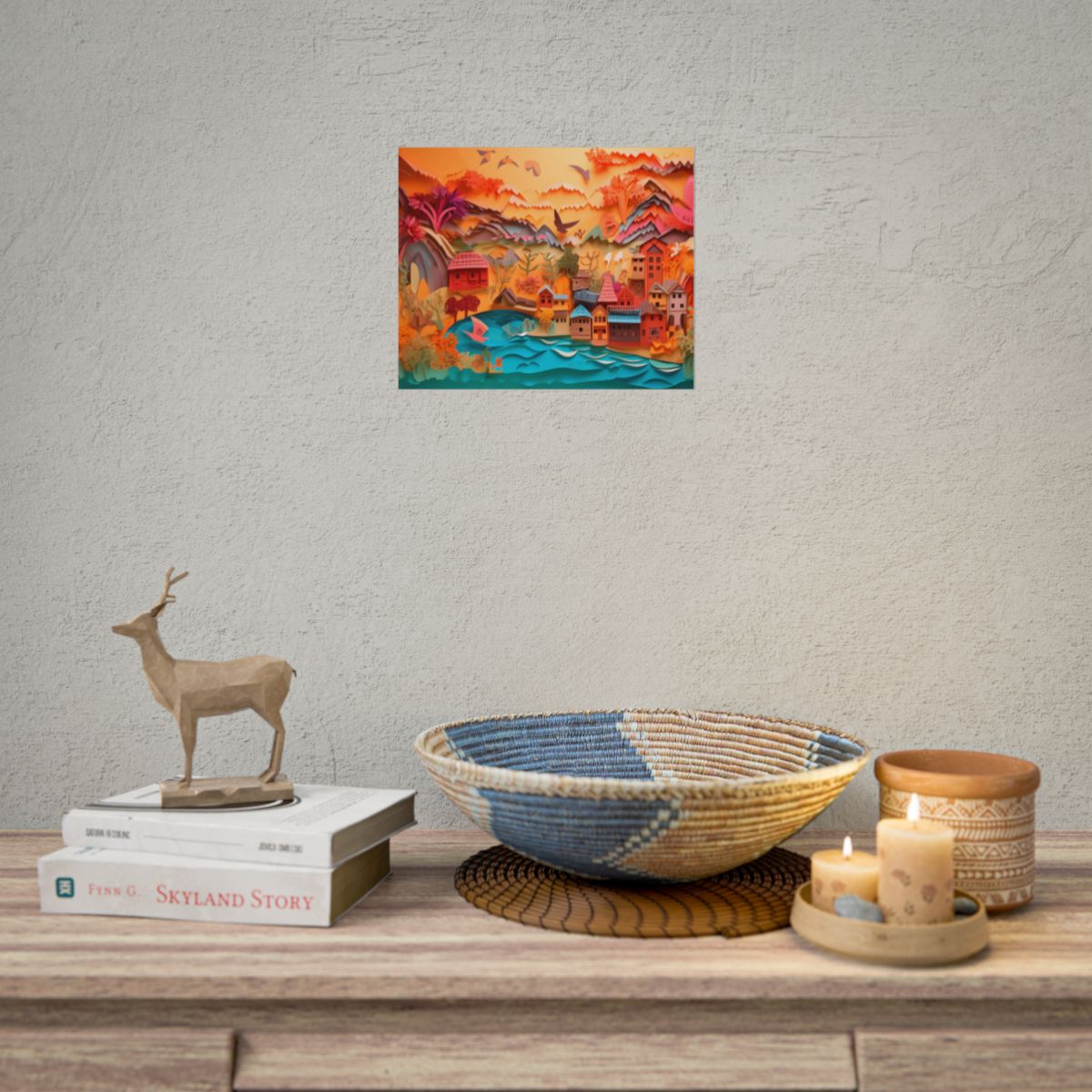 Magical Beach Landscape: Paper Quilling Artwork - Poster