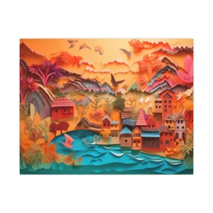 Paper Village by River Canvas Print